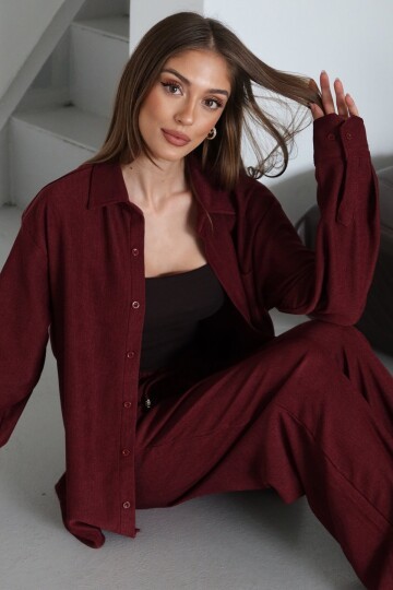 Tek Cepli Oversize Gömlek ve Bağlamalı Pantolon Takım