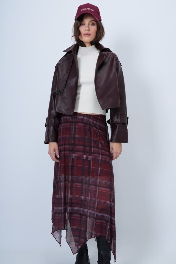 Toka Detaylı Oversize Suni Deri Ceket