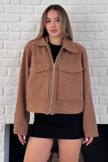 Torba Cepli Fermuar Kapamalı Peluş Ceket