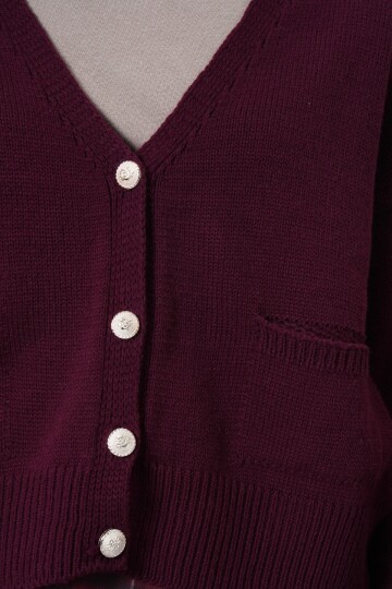 V Yaka Çift Cepli Triko Hırka