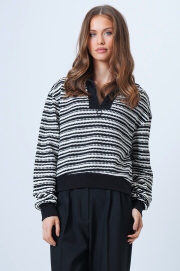 Yarım Fermuarlı Uzun Kollu Triko Kazak