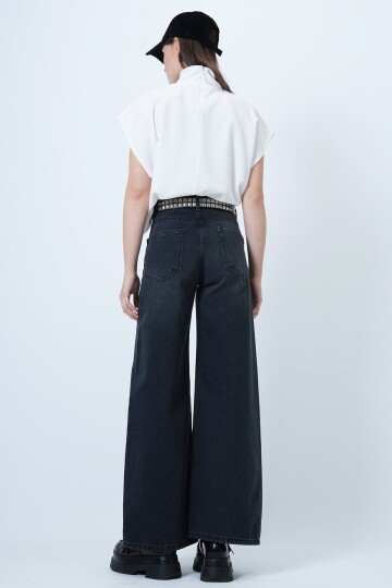 Yüksek Bel 5 Cepli Baggy Jean