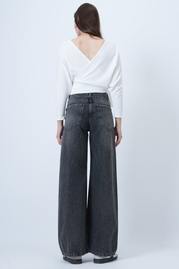 Yüksek Bel 5 Cepli Baggy Jean