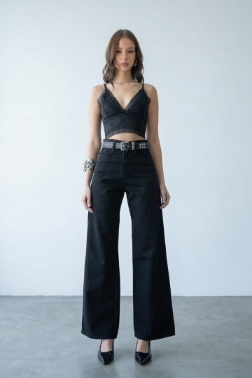 5 Cepli Yüksek Bel Palazzo Jean