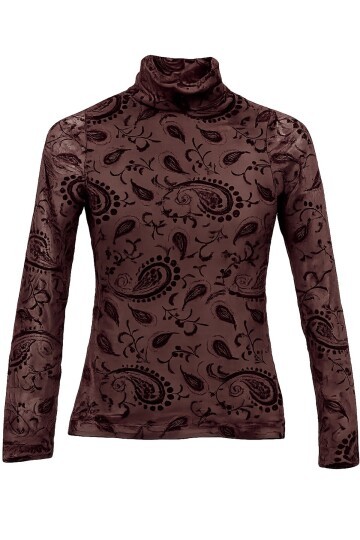 Acı Kahve Dik Yaka İşlemeli Bluz