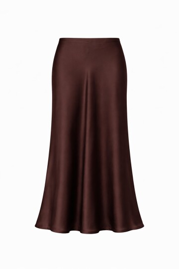 Acı Kahve Saten Maxi Etek