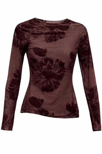 Acı Kahve Transparan Bluz