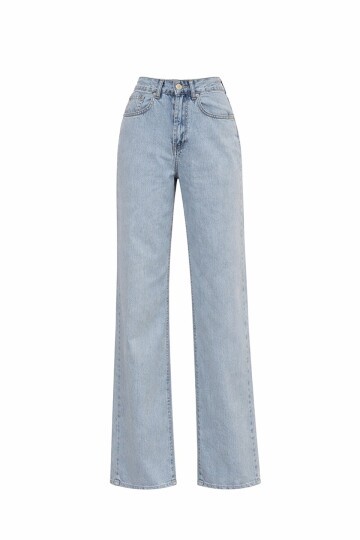 Açık Mavi 5 Cepli Paçası Püsküllü Bol Paça Jean