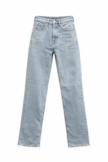 Açık Mavi Püsküllü Düz Paça Jean