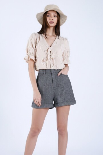 Antrasit Duble Paça Çift Cepli Kışlık Kaşe Şort