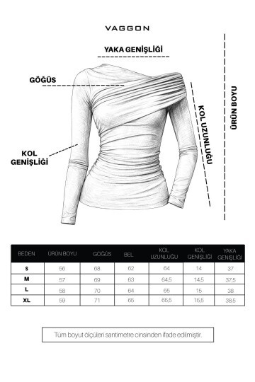 Acı Kahve Asimetrik Likralı Bluz