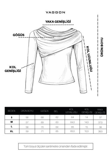 Bordo Asimetrik Likralı Bluz