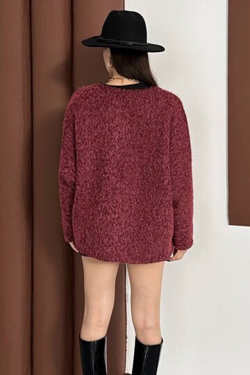 Bağlama Detaylı Peluş Hırka