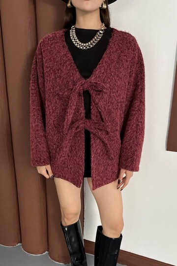 Bağlama Detaylı Peluş Hırka