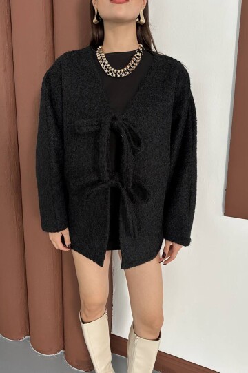 Bağlama Detaylı Peluş Hırka