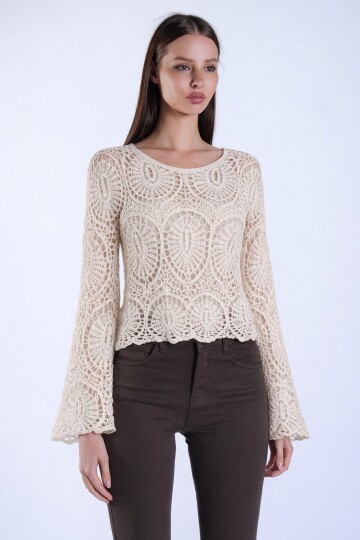 Bej Örgü Premium Kazak