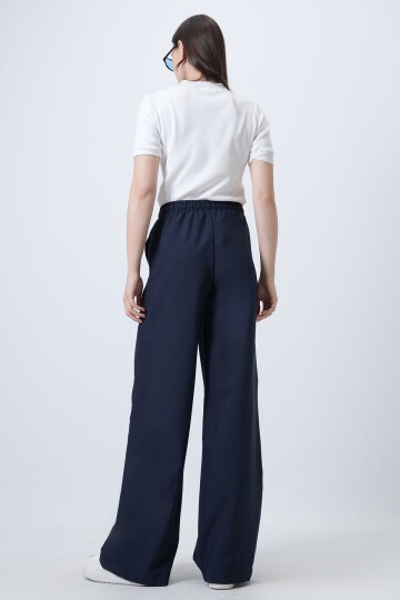 Beli Lastikli Çift Cepli Palazzo Pantolon