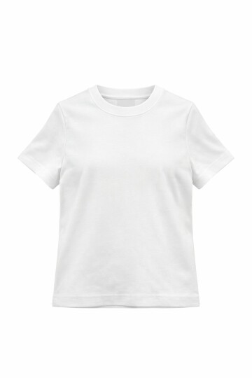 Beyaz Likralı Kısa T-Shirt