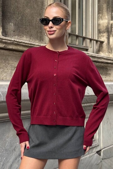 Bisiklet Yaka Düğmeli Triko Hırka