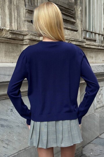 Bisiklet Yaka Düğmeli Triko Hırka