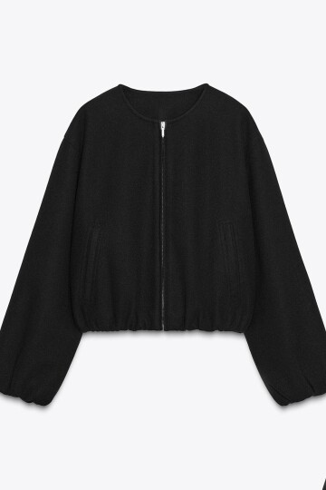 Bisiklet Yaka Fermuarlı Bomber Ceket