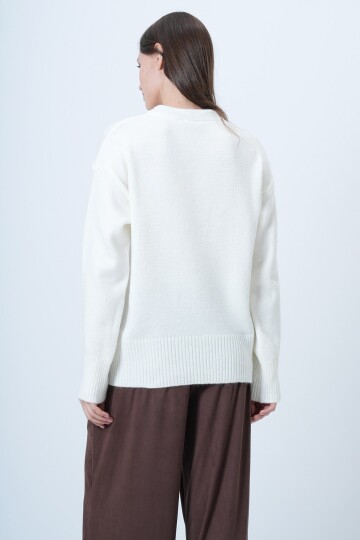 Bisiklet Yaka Fularlı Triko Kazak