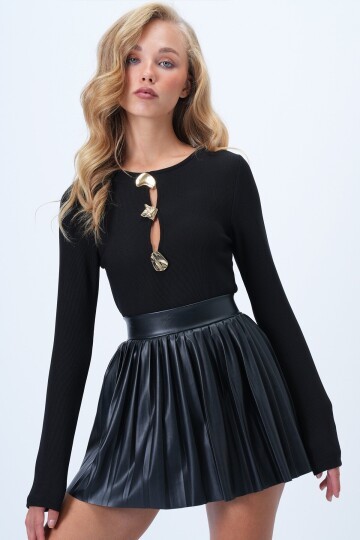 Bisiklet Yaka Gold Düğmeli Ottoban Bluz