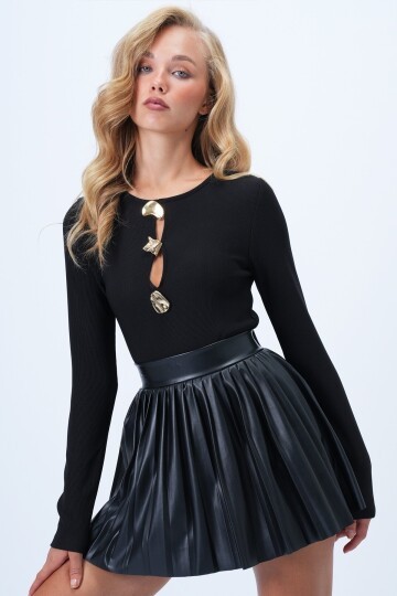 Bisiklet Yaka Gold Düğmeli Ottoban Bluz