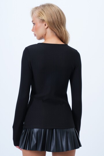 Bisiklet Yaka Gold Düğmeli Ottoban Bluz