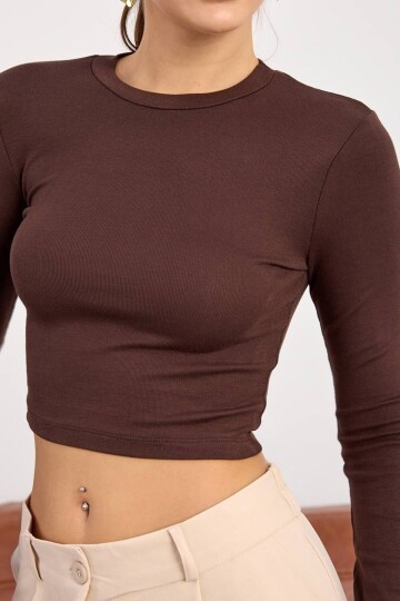 Bisiklet Yaka Parmak Detaylı Basic Bluz