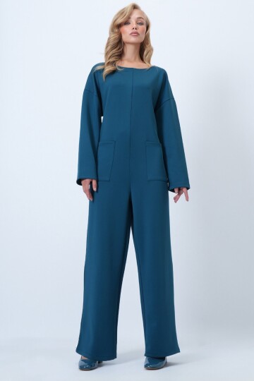 Bisiklet Yaka Sırtı Fermuarlı Rahat Kesim Tulum