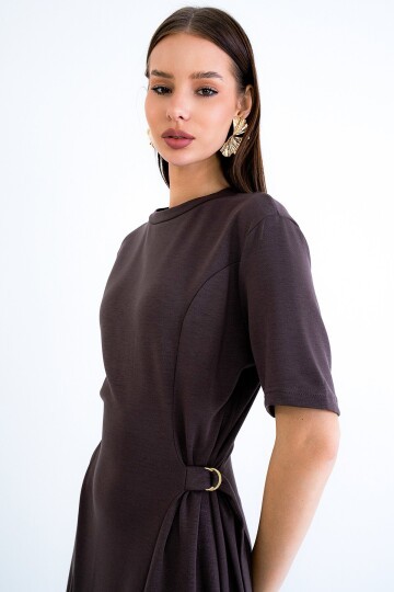 Bisiklet Yaka Tokalı Elbise