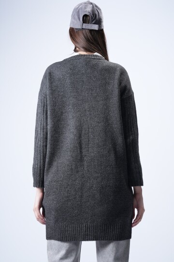 Antrasit Bisiklet Yaka Triko Kazak