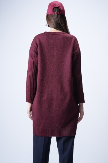 Bordo Bisiklet Yaka Triko Kazak