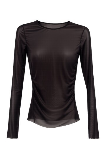 Kahverengi Bisiklet Yaka Tül Bluz