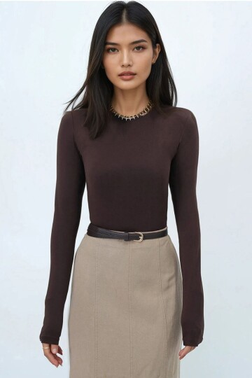 Bisiklet Yaka Tulumlu Alttan Çıtçıtlı Bluz