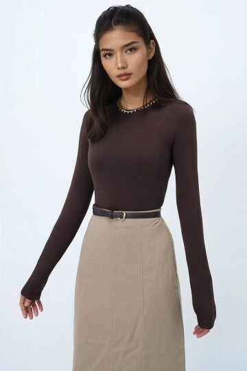 Bisiklet Yaka Tulumlu Alttan Çıtçıtlı Bluz