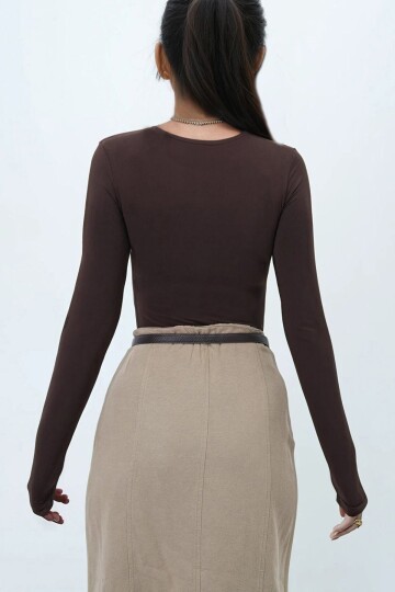 Bisiklet Yaka Tulumlu Alttan Çıtçıtlı Bluz