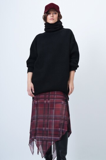 Boğazlı Fitilli Triko Kazak