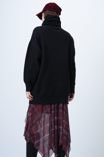 Boğazlı Fitilli Triko Kazak