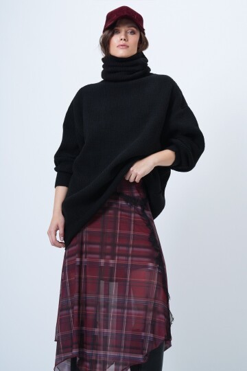 Boğazlı Fitilli Triko Kazak