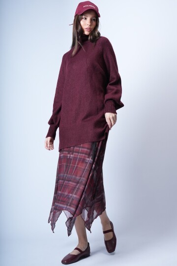 Bordo Oversize Triko Kazak