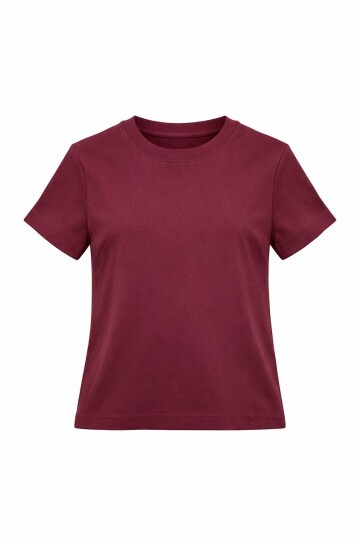 Bordo Likralı Kısa T-Shirt