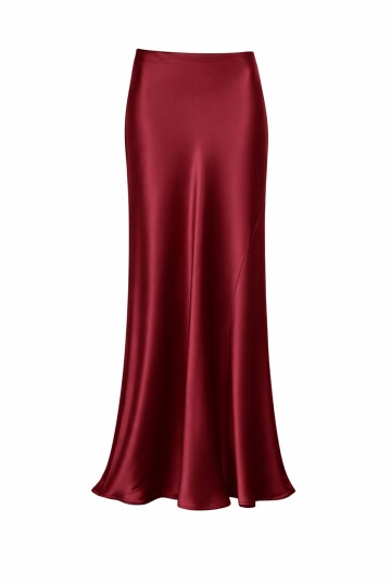 Bordo Saten Maxi Etek