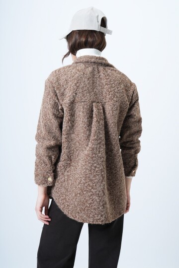 Buklet Dokulu Oversize Gömlek Ceket