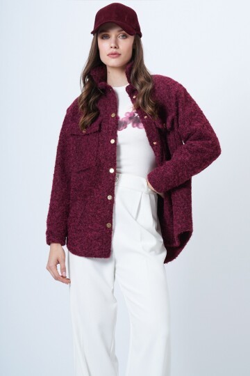 Buklet Dokulu Oversize Gömlek Ceket