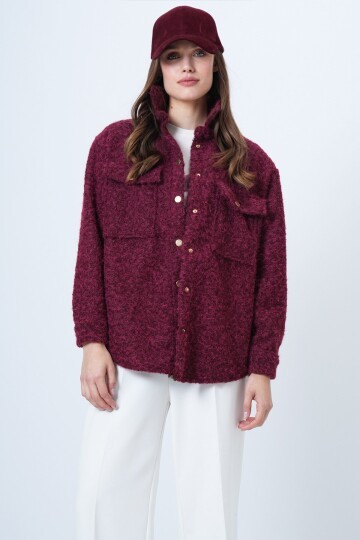 Buklet Dokulu Oversize Gömlek Ceket