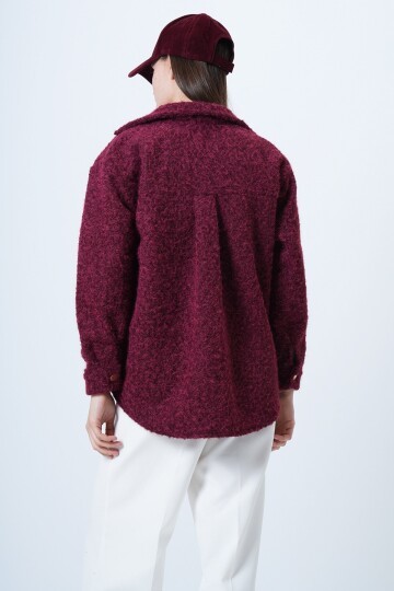 Buklet Dokulu Oversize Gömlek Ceket