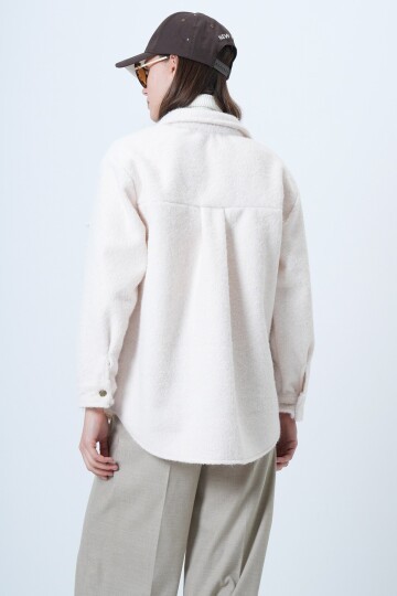 Buklet Dokulu Oversize Gömlek Ceket