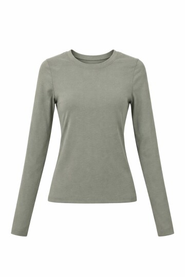 Çağla Yeşili Likralı Uzun Kollu Bluz